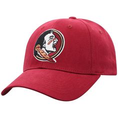 The Vapor is a traditional, adult, unisex cap, that comes in your school's main team color with their primary logo on the front panel, accompanied nicely with a secondary logo on the adjustable back enclosure. This Officially Licensed NCAA Product is a curved bill cap made from 100percent brushed cotton twill. Color: Florida State Seminoles. Pattern: Solid. Collegiate Team-colored Cotton Baseball Cap, Red Collegiate Baseball Cap For Sports Events, Team-colored Baseball Cap With Team Logo For Game Day, Sports Fan Baseball Cap With Team Logo, Collegiate Baseball Cap With Curved Visor For College, Baseball Cap For Sports Season Fan Gear, Sports Team Logo Baseball Cap, College Sports Fan Baseball Cap, Collegiate Team-colored Baseball Cap For Sports