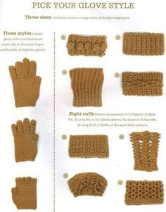 the instructions for crocheted gloves are shown