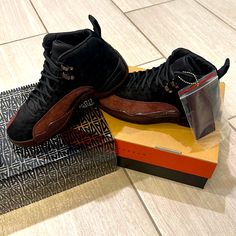 Brand New Never Worn, Size 8 Wmns, Get Em First, Free Next Day Shipping! A Ma Manire Is Back Partnering With Jordan In 2023, On A Women’s-Exclusive Air Jordan 12 Retro Sp. A Ma Manire Is Using Nothing But The Best Quality Materials On Their Latest Collaboration, Using Premium Black Nubuck On The Uppers, And Burgundy Suede Mudguards. The Limited Edition Sneakers Are Tied Together With Black Wax Rope Laces And Come With An A Ma Mainre Branded Keychain. The Women's-Exclusive Air Jordan 12 Retro Sp Luxury Leather Jordan Sports Shoes, Luxury Leather Jordan Shoes For Sports, Luxury Jordan Lace-up Sports Shoes, Luxury Leather Jordan Shoes For Streetwear, Luxury Lace-up Jordan Sports Shoes, Luxury Leather Lace-up Jordan Shoes, Designer High-top Jordan Shoes With Branded Insole, Luxury Low-top Leather Jordan Shoes, Luxury Leather High-top Jordan Shoes