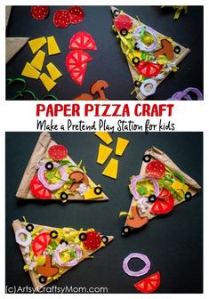 paper pizza craft made with pretend play station for kids