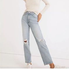 Cute Straight Leg Jeans With A Touch Of Distressing At The Knees. The Color Is Light A Bleached Out Blue. Waist 15.5”, Rise 12, Inseam 29”. Questions? Leave A Comment Below! Spn Dr, Size 28 Jeans, Madewell Jeans, Gilmore Girls, Everyday Wardrobe, Straight Jeans, Straight Leg Jeans, Leg Jeans, Madewell