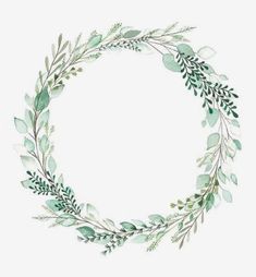 a watercolor wreath with green leaves and branches