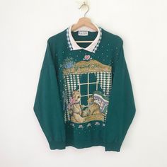 Vintage 90s Kitten Cat Bear Graphics Green Sweatshirt Large Cute Kitten Cat Lover Crewneck Kitten Cat House Art Pullover Cat Lover Size L WELCOME TO MY STORE. THANK YOU FOR VISITING. PLEASE READ & KNOW BEFORE DO PAYMENT. Size on tag: L Armpit to armpit: 25 inches Length from back collar to bottom: 26 Inches Shoulder: 25 Inches Sleeves Length From Shoulder: 20 inches Weight: 500g CONDITION   Used item, Condition LIKE A PICTURE. Small defect on sleeve.  Please Refer Photo Details For Confirmation. 90s Sweatshirt, Green Sweatshirt, House Art, Cute Kitten, Sweatshirt Outfit, Vintage Usa, Kitten Cat, Vintage Sweatshirt, Cat House