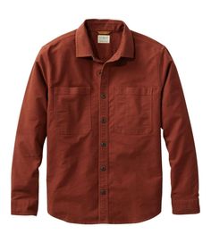 A wonderfully soft moleskin shirt that feels rugged without being too heavy, in rich colors. Midweight fabric is comfortable and versatile, with a touch of stretch that makes it easy to move in. Slightly Fitted Untucked Fit: Relaxed through chest and sleeve, with a trimmer waist and slightly shorter hem you can wear untucked. 99% cotton, 1% spandex. Machine wash and dry. Inside locker loop for hanging. Strong double-needle stitching for added durability. Two front pockets, one with pencil slot. Rugged Fall Workwear Shirt, Rugged Button-up Fall Tops, Rugged Button-up Tops For Fall, Rugged Fall Button-up Top, Rugged Shirt With Pockets For Fall, Rugged Fall Shirt With Pockets, Rugged Brown Tops For Fall, Brown Rugged Tops For Fall, Rugged Brown Shirt For Fall