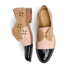 Women's Derby Oxford. Multicolor Italian soft and patent leather. Comes with two laces. 1" (25mm) heel. Leather sole. Soft leather lining. Cork midsole that shapes to your foot. This shoe can be resoled. Handcrafted in Portugal Spring Derby Cap Toe Leather Shoes, Brogue Detailing Oxfords For Galas, Brogue Oxfords For Galas, Flat Heel Oxfords With Brogue Detailing For Galas, Classic Patent Leather Oxfords For Spring, Spring Cap Toe Leather Shoes With Rubber Sole, Spring Leather Shoes With Cap Toe And Rubber Sole, Patent Leather Brogue Lace-up Shoes For Derby, Patent Leather Wingtip Lace-up Shoes With Leather Sole