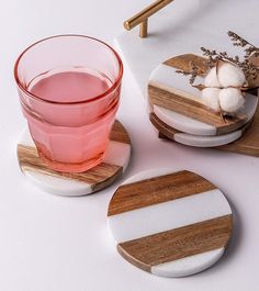 PRICES MAY VARY. Color: Light Wood , White Marble ( color might be slightly change due to natural wood and natural marble) Dimensions: 4 x 4 inches Style: Formal & Fine, Modern & Contemporary Material: Marble, Wood, PADS at bottom for protection Wood and Marble coasters : Give your guests something to talk about with this Luxurious Atelier natural marble and wood Coasters, Set of 4. Make an elegant statement on your table or bar with this glass coaster set and get started. Natural marble and woo Diy Coffee Station, Bar Coasters, Bar Glasses, Beer Cans, Marble Coasters, Wood And Marble, Entertainment Bar, Cold Coffee, Creative Co Op