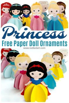 the princess paper doll ornament is shown in front of a group of people