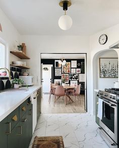 the kitchen is clean and ready to be used for dinner or lunch time, as well as other things in the house