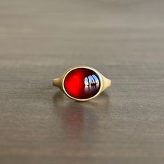 Oval East-West Garnet Cabochon Cast Ring – Meeka Fine Jewelry