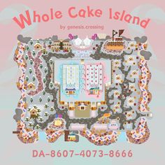 the whole cake island map is shown in pink