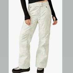 Free People Movement Bunny Slope Waterproof Ski Pants In Mountain Mist Sage Combo Size Xl. New With Tags! Covered In A Tonal Print Reminiscent Of Mountain Mist, These Pocket-Packed Ski Pants Offer Style And On-The-Go Storage Whenever You Hit The Slopes. Features- Zip Fly With Snap Closure Adjustable Waist Front Zip-Slant Pockets; Back Zip-Patch Pockets Boot Gaiters Vented Inner Thigh Zippers Waterproof Primaloft Lightweight Insulation Retains Warmth In Wet Or Dry Conditions Lined, With Polyester Winter Ski Bottoms With Pockets, Ski Season Sports Pants With Pockets, Fitted Full-length Skiing Pants, Functional Full-length Skiing Bottoms, Tonal Prints, Outdoor Full-length Ski Pants, Free People Pants, Free People Movement, Inner Thigh