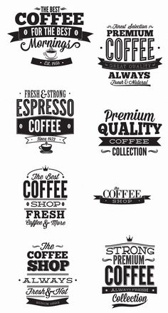 coffee badges and emblems for various businesses