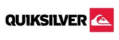 the quiksilver logo is shown in black and red, with an image of a