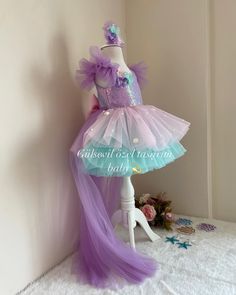 Purple Mermaid Tutu Dress For Dress-up, Princess Mermaid Tutu Dress In Tulle, Princess Style Mermaid Tutu Dress In Tulle, Purple Princess Mermaid Dress, Fairy Style Purple Birthday Dress, Purple Fairy Dress For Birthday, Princess Style Mermaid Tutu Dress, Princess Style Mermaid Tulle Dress, Pink Mermaid Princess Dress In Tulle