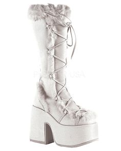 Hologram Shoes, White Platform Boots, Demonia Boots, Knee High Platform Boots, Camel Boots, Alternative Shoes, Demonia Shoes, Vegan Leather Boots, Pu Boots