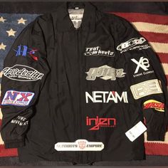 Newvintage Realwheelz.Com Racing Windbreaker Pit Crew Jacket-Very Rare!! -I Used To Work For A Racing Company Years Ago And This Jacket Was Given As A Promo For Employees.Sema Convention. -Sponsors On Jacket: Netami,Axis,Apc Products,Realwheelz.Com,Versus Motorsports,Rasr,Re Works,Xe Xtreme Element,Toyo Tires,B+G,Injen,Gmp,Nx,Speedesign,Tuner Movement Make A Offer!! Measurements: -Pit To Pit:24 -Neck To Bottom:26 -Pit To Cuff:20 -2 Front Pockets And 1 Inside Chest Pocket. -Size Large -Color:Blac L Car, Yellow Windbreaker, Green Windbreaker, Black Rain Jacket, Izod Lacoste, Pit Crew, Windbreaker Jacket Mens, Adidas Windbreaker, Hooded Jacket Men