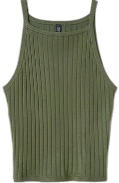 Green Knit Tank Top For Fall, Fitted Green Ribbed Knit Top, Casual Seamless Winter Top, Casual Ribbed Knit Crop Top, Olive Knit Tops For Fall, Trendy Green Knit Tank Top, Green Crew Neck Tank Top For Fall, Casual Olive Knit Tops, Green Sleeveless Knit Crop Top