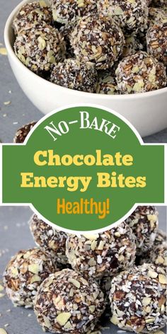 Whip up a healthy and easy vegan snack with these No-Bake Chocolate Energy Bites. This healthy energy bites recipe uses oatmeal and peanut butter to get a delicious taste. This is a quick grab and go vegan breakfast. | vegan snack recipe | energy bites peanut butter | energy bites healthy | energy bites oatmeal | energy bites recipe | energy bites no bake | healthy energy bites Oatmeal And Peanut Butter, No Bake Healthy, Energy Bites Recipe