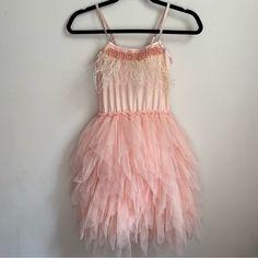 Adorable Pink Tulle Dress With Crystal And Feather Detailing. Boys Dresses, Pink Tulle Dress, Pink Tulle, Tulle Dress, The Boys, Kids' Dresses, Casual Dresses, Colorful Dresses, Pink