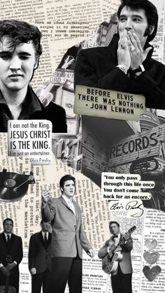 collage of photos with elvis presley, john lemmon, and other people in black and white