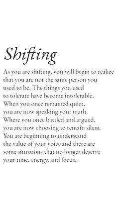 a poem written in black and white with the words shifting