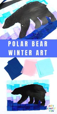 polar bear winter art project for kids to make with paper and construction material, perfect for cold weather