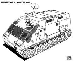 an armored vehicle is shown in this black and white drawing, with the name gibson landram on it