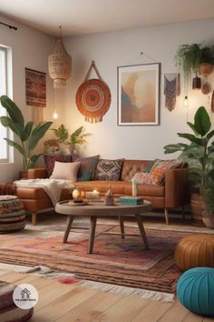 a living room filled with furniture and lots of plants