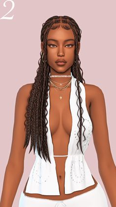 an image of a woman with very large breast and long braids on her head