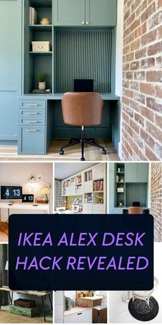 a collage of photos with the words ikea alex desk hack revealed