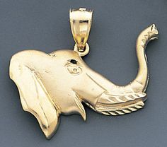 14K Gold Elephant pendant measuring 34mm W x 30mm H including hook. Gold Elephant Pendant, Gold Elephant, Elephant Pendant