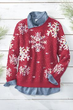 Christmas Sweater Outfits, Snowflake Sweater, Christmas Sweaters For Women, Christmas Fashion, Softest Sweater, Let It Snow, Petite Size, Sweater Fashion