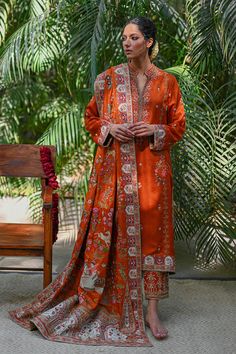 Lana – Sania Maskatiya International Embroided Suits, Best Designer Suits, Sania Maskatiya, Salwar Designs, Pakistani Fashion Party Wear, Cream Base, Linear Pattern, Website Features, Pakistani Dress Design