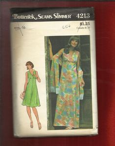 a women's dress pattern from the 1970's is shown in this image