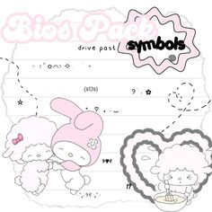 an image of hello kitty and sheeps on lined paper with the word blobs