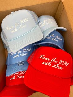 From the USA with love!  The perfect hat to rock all summer long! Beach Trucker Snapback Hat With Short Brim, Vintage Snapback Hat For Beach In Summer, Summer Flat Bill Snapback Hat One Size, Vintage Snapback Hat For Summer Beach, Summer Trucker Hat With Short Brim, Summer Trucker Snapback Hat With Short Brim, Vintage Summer Snapback Hat With Short Brim, Vintage Trucker Hat For Summer Beach, Fun Summer Baseball Cap With Flat Bill