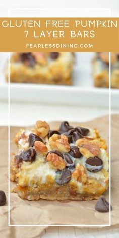 gluten free pumpkin layer bars with chocolate chips