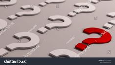 red question mark surrounded by white letters on a gray background - 3d rendering stock photo