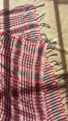 Unisex Shemagh Scarves Plaid Scarf, Hand Woven, Pink White, Hand Weaving, Plaid, Pink, White