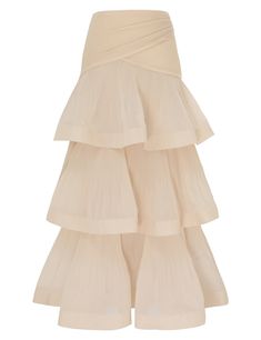 The Pleated Tiered Skirt in Cream from our Fall 2024 Collection, In Illustration. A high waisted midi skirt featuring a pleated waist band and tiers throughout. Multi Layer Skirt, Tiered Pleated Skirt, Silk Skirts, High Waisted Midi Skirt, Hmong Clothes, Skirts Pleated, One Piece Clothing, Lace Wrap, Skirts Midi High Waisted