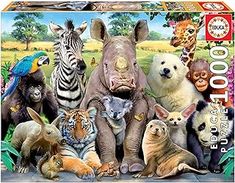 a jigsaw puzzle with many different animals