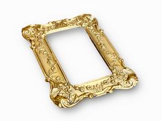 an ornate gold frame on a white background