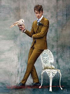 Dino Busch Poses with Owls for Harbor Magazine 2013 Der Gentleman, Dandy Style, Poses References, Dandy, Well Dressed, Stylish Men