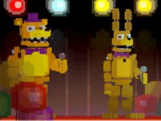 an image of cartoon characters in pixel art