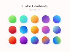 colorful circles with the words color gradients written in white and blue on top of them