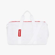 Brand: Supreme Model: Mesh Duffle BagColorway: White Season: Spring/Summer 2023 (SS23)Release Date: 05/18/2023 Daily Use White Duffle Bag With Removable Pouch, White Shoulder Duffle Bag, Large Capacity White Duffle Bag For On-the-go, White Rectangular Duffle Bag For Gym, White Duffle Bag With Removable Pouch For On-the-go, Labor Hospital Bag, Coding Apps, Kids Streetwear, Supreme Bag