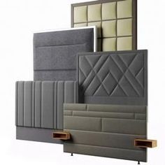 three different types of headboards and mattresses on display in front of a white background