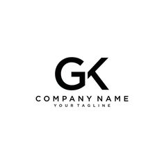 the letter gk logo is black and white