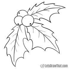 holly berry with leaves coloring page