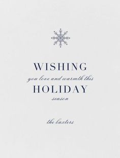 a christmas card with the words wishing you love and warmth this holiday season on it